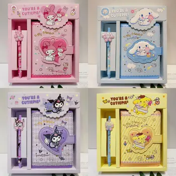 Sanrio Hello Kitty Príručka Ledger Neutrálne Pero Moje Melódie Cinnamoroll Notebook Kuromi Pompom Purín Študent Písacie Súpravy