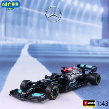 Bburago 1:43 2021 F1 Mercedes-AMG W12 44# Lewis Hamilton 77# Valtteri Bottas Vzorec Jeden Simulácia Zliatiny autíčka Model B753