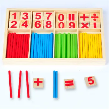 Deti Učenie matematika Drevené Vzdelávacie Hračky Digitálne Stick Montessori učebná pomôcka Matematiky Osvietenie Poznania
