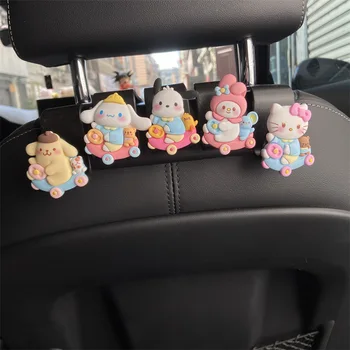 Newkawaii Sanrio Auto Accessorieshello Kittys Moje Melódie Cinnamoroll Auto Hookcartoon Anime Zadné Sedadlo Koša Háčik Mens Darček Háčik