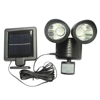 22LED Powered PIR Snímač Pohybu Nástenné Lampy Solárne Bezpečnostné funkcie Floodlight Dual Head Vonku Svetlo Solárne Záhradné Dvore Svetlo