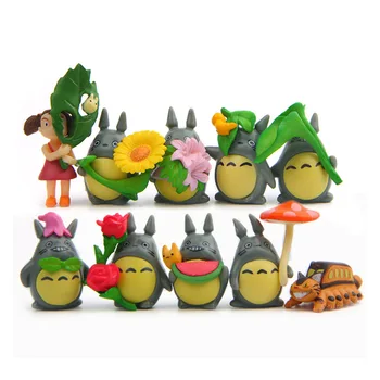 10pcs/set Môj Sused Totoro Kawaii Mini PVC Údaje Brinquedo Hrniec Dekorácie Bábiky Hračky