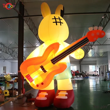 Nový Dizajn 4m 13 metrov vysoký Nafukovacie Veľkonočné Králik s gitarou Obrie Vzor Bunny cartoon s led svetlo na predaj