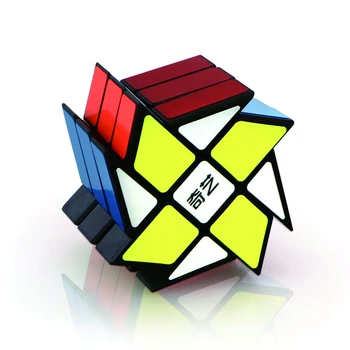 Qi Yi 3x3 veterný Mlyn Magic Cube Puzzle Mozgu Teaser Kartáčovaný Nálepky 56mm Vzdelávacie Black Kľukatých Stickerless Hračky Pre Deti