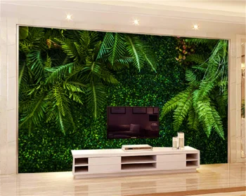 Abstraktných de parede vlastnú tapetu tropickom dažďovom pralese listy obývacia izba gauč TV pozadí dekorácie maľovanie nástenná maľba zelená