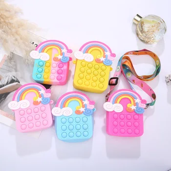 Kawaii Rainbow Cloud Fidget Silikónové Taška Na Hračky Relaxačná Bubble Pop Mince Puzdro, Peňaženku A Reliver Autizmus Kabelka Dieťa Darček K Narodeninám