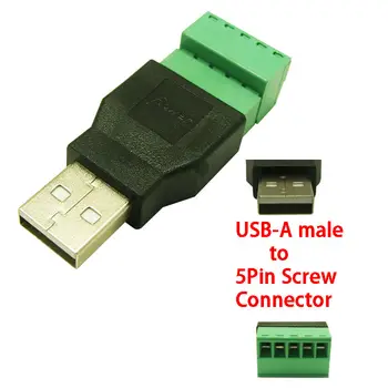 1Pcs USB samec na skrutku konektor USB konektor, štít konektor USB Adaptér USB2.0 napíš A pre skrutkovacie svorky
