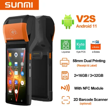 SUNMI V2s 58mm Tepelnej Doručenia Tlačiareň štítkov 4G Mobilné Android11 Terminálu POS PDA Lístok Lepidlo Tlačiareň NFC 2D Skener, Tlačiareň