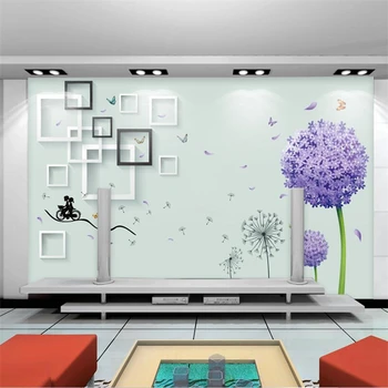 wellyu abstraktných de parede para quarto Vlastné tapetu Moderné Jane Dielianhua Púpava 3D TV pozadie papier peint behang