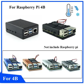 Raspberry Pi 4 4B Kovové puzdro Raspberry Pi Prípade s Dual Chladiaci Ventilátor Hliníkovej Zliatiny Ochrany Prípadoch pre RPI 4/4B