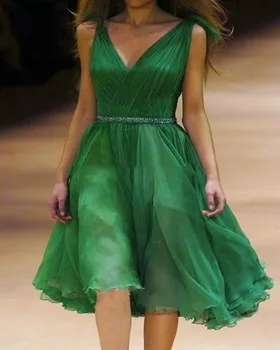 Krátke čiary V Krku Koktejlové Šaty Smaragdovo Zelená Strany Ženy Nosia Šaty Plus Veľkosť Zákazku vestidos de festa