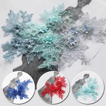 3D Korálkové Kvety Čipky Tkaniny Nášivka Výšivky Šitie Na Patche Pre Svadbu/večerné Šaty Diy Oblečenie Škvrny Scrapbooking