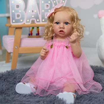 NPK 55 CM realisticky saskia reborn silikónové baby doll populárne novorodenca bábika Korene Dlhé vlasy zberateľskú umenie bábika