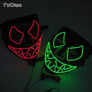 LED Osvetlené Strašidelné Masky Halloween Horror Maškaráda Cosplay Kostým Festival Výkon Rekvizity, Nočný Klub Bary Žiariace Purge Maska