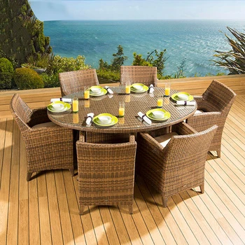 Voľný čas, outdoor stôl a stoličky villa hotel nádvorie nepremokavé a opaľovací krém ratan okrúhly stôl a stoličky zmes