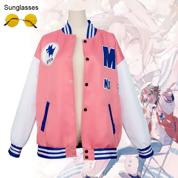 NIJISANJI Mysta Ria Cosplay Kabát VTuber Luxiem Fox Cherry Blossom Baseball Jacket A slnečné Okuliare, Doplnky