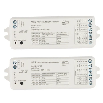 2X Tuya LED Controller 5 V 1 Stmievač CCT RGB RGBW RGBWW RGBCCT Pásky Smart Život Wifi 2.4 G RF Diaľkový ovládač 12-24V