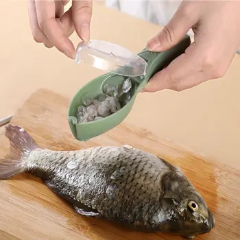 1 Rýb Rozsahu Strúhadlo S Krytom, Ručné Zelené Ryby Rozsahu Odstránenie Škrabka S Úložný Kontajner Kuchyňa Gadget