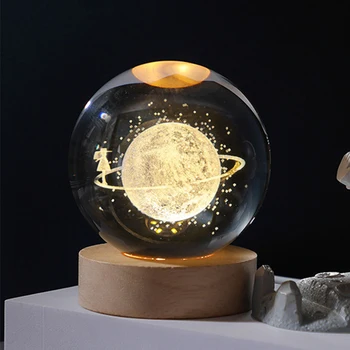 Crystal Ball Nočné Svetlo USB Plug-in 3D Planetárny Lampy, Osvetlenie, Ozdoby, potreby pre umeleckých Remeselníkov Dovolenku Dar Domova pre Office Štúdia