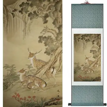 Čínsky Prejdite Maľovanie jeleň maľovanie tradičné Čínske Umenie Maľba Home Office Dekorácie Čínske maľby