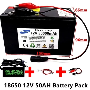 12V 50Ah 50000mAh 18650 lítiové batérie vstavaný vysoký prúd 30A BMS pre postrekovače, elektrické vozidlo batterie+12,6 V Nabíjačke