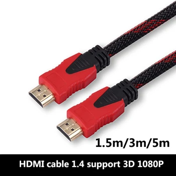 5 ks/veľa vysokorýchlostný Kábel HDMI 1.4 3D 1080P 1.5/3/5 m HDMI Pozlátené Pripojenie PC TV Kábla s Červeným čierna oka