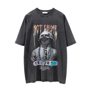 Harajuku T-Shirt pánske 2022 Lete Vytlačené T Shirt Hip Hop Streetwear Bavlnené Oblečenie Nadrozmerné Voľné Umyté Top Tees Camisetas