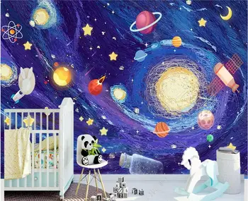 wallpaper photo 3d vlastné nástenné Cartoon Astronaut Space Star Rocket Star Detí Spálňa domova tapety na steny 3d