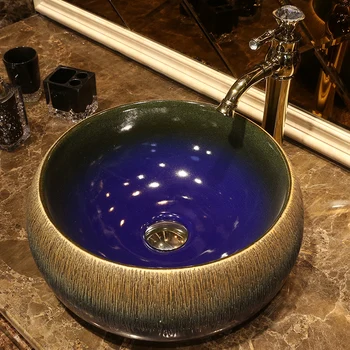 Retro Umenie Tabuľka Povodí Antickej Keramiky Umývadlo Domácnosti Kúpeľňa kolo Inter-Platforme Povodí Tabuľka Umývadlo