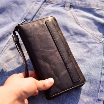 AETOO pánske peňaženky dlhý zips peniaze klip mládež jednoduché módy peňaženky multi-funkčné karty taška veľká kapacita ručné taška tide