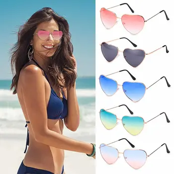 Ženy Tichom Šošovky UV 400 Outdoor Okuliare Kovový Rám Gradient Slnečné Okuliare slnečné Okuliare v Tvare Srdca
