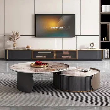 Taliansky minimalistický rock dosku stolíka, kruhové minimalistický moderná obývacia izba, malá domácnosť, svetlo luxusné Nordic TV cabi