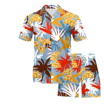 B267-1018 Letné Tričko Vnútorné Oka Pláži Nohavice pánske Oblek Digitálna Tlač Oblečenie Európskych a Amerických