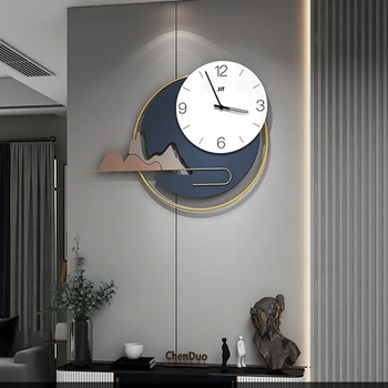 2022 Nordic light luxusná obývacia izba stlmiť nástenné hodiny jednoduché okrúhle hodiny tvorivé dekoratívne umenie hodiny nástenné hodinky