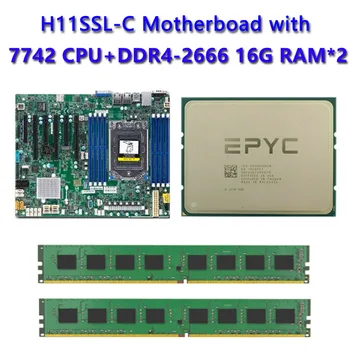 Pre Supermicro H11SSL-C Doske Pätice SP3 hz 180w TDP s Dual EPYC 7742 CPU Procesor 2ks DDR4 16GB 2666mhz RAM REV2.0