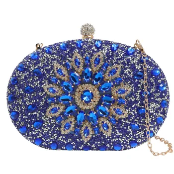 Sun flower blue diamond svadobné taška nočný klub módne šaty holding cheongsam taška svadobné hostiny luxusné prenosné žena taška