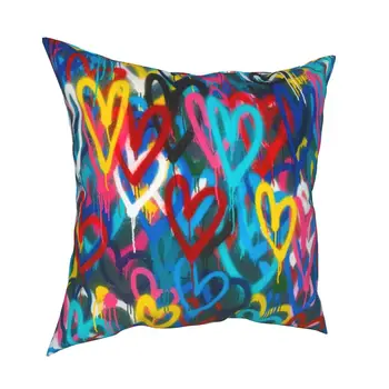 Graffiti Rainbow Láska Vankúš LGBT Gay Prid Farebné Srdcia Abstraktné Vankúš Dekor Pillowcover pre Domáce 40*40 cm