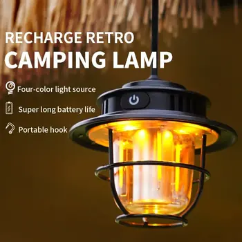 Retro Portable Kempingové Svietidlo Vonkajšie Stmievanie Vintage Camping Svetlo 4 Lightin Režimy Visí Stan Svetlo pre Turistiku, Lezenie Dvore