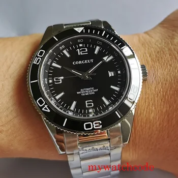 Nové corgeut 41mm mechanické automatické mužov náramkové hodinky miyota 8215 pohyb sapphire crystal nehrdzavejúcej ocele band