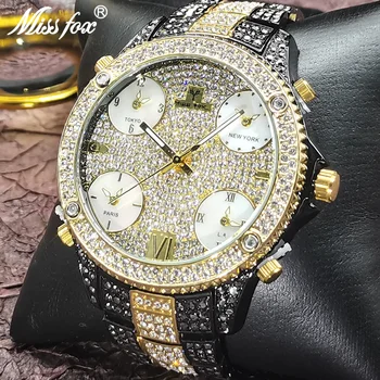 New Horúce Ľadový Von Pánske Hodinky Top Značky Luxusné Moissanite Sledovať Mužov Quartz Black Hodiny je Kremík AAA Business náramkové hodinky