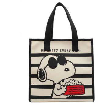 Kawaii Snoopy Charlie Brown Plátno Taška Ženy Jediný Ramenný Veľkú Kapacitu Roztomilý Kreslený Kabelka Veľkú Kapacitu Tote Bag
