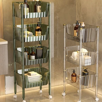 Svetlo Luxusná Kúpeľňa Úložný Stojan Poschodí Hnuteľného Wc Wc Skladovanie Artefakt Multi-Layer Kúpeľňa Úložný Stojan