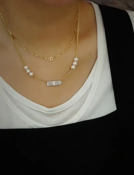 žena Módne šperky prírodné AU750 18K zlata Kuba náhrdelník pearl Diamanty Prívesok