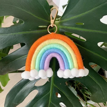 Ratanový Tkané Rainbow Strapec Keychain Nástenné Závesné Dekorácie, Domáce Dekorácie Príslušenstvo pre Dieťa Spálňa Girl Izba Dekor