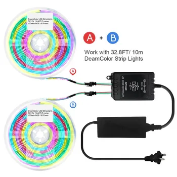 DreamColor RGB Pás Svetla Kit Synchronizovať Hudbu,32.8 ft/10m Adresný Hudby Pás Svetla s Diaľkovým ovládaním pre Bar KTV jk1797