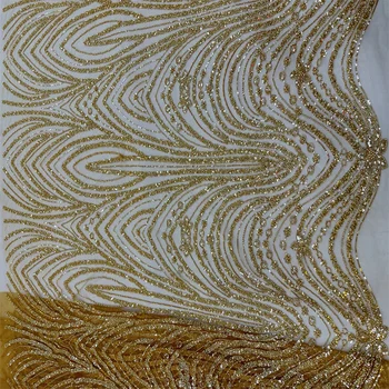 Nigérijský Korálkové Čipky Textílie s Flitrami 2023 Vysoko Kvalitného Tylu Čipky francúzsky Afriky Čipky Textílie na Svadby RJW-1012