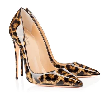 Silp Na Ženy Čerpadlá Ukázal Prst Moderné Sandále Leopard Zrna Kožené Jednej Topánky Plytké Večierok Vysoké Podpätky Pre Dámy