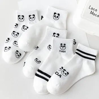 5 Párov Bavlna Ženy Členkové Ponožky Harajuku Roztomilý Kawaii Cartoon Panda Ponožky Japonské Ženy Lady Krátke Ponožky Čln