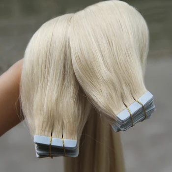 #613 Blondína Pásky V Ľudských Vlasov Rozšírenia Stroj-vyrobené 26 28 30inch mongolskej Remy Obojstranná Lepiaca Páska Rozšírenia Vlasy