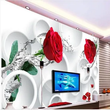 wellyu Vlastné veľké nástenné maľby očarujúce zvodná ruže, kvety 3D TV joj, steny, tapety abstraktných de parede